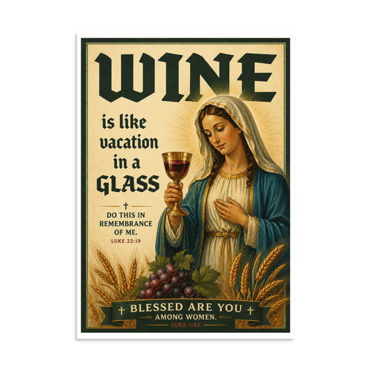 Wine is like vacation in a glass - vintage christian wall art